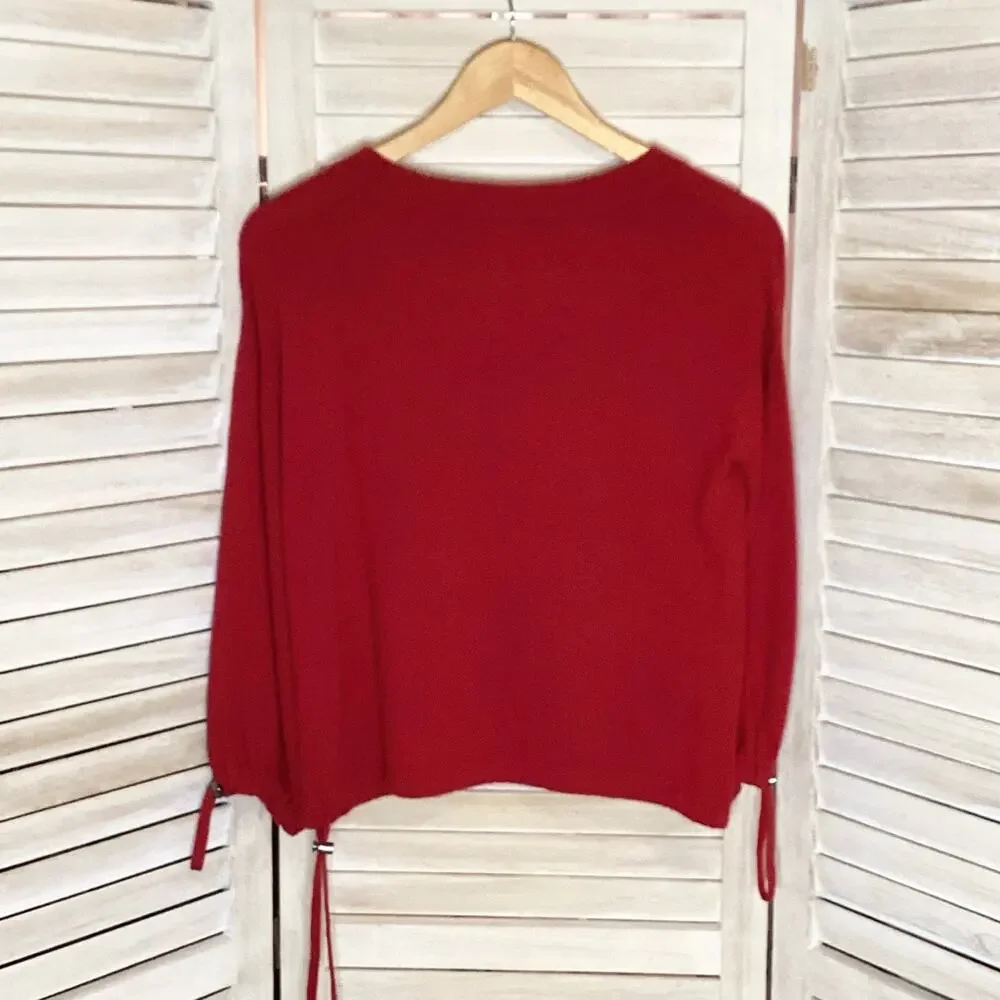 Childress Y2K Red 100% Cashmere Cropped Blouson Pocket Sweater 1 S